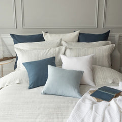 Colette Stripe | Linen Jacquard 100% Linen Bedding by St Geneve Fine Linen - Fabric from Italy Sewn in Canada