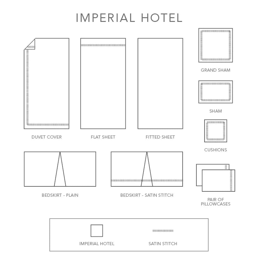 Imperial Hotel | Sateen with Satin Stitch by St Geneve Fine Linen - Fabric from Germany Sewn in Canada