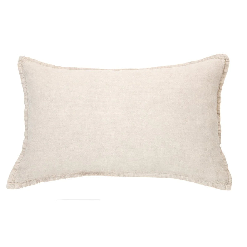 LINEN STONE WASH NATURAL OBLONG DECORATIVE PILLOW