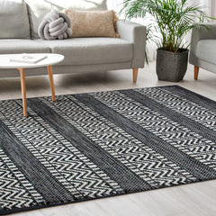 Dhurrie Largo Black Rug