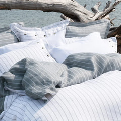 Linea | 100% Linen Jacquard Bedding by St Geneve - Fabric from Italy Sewn in Canada