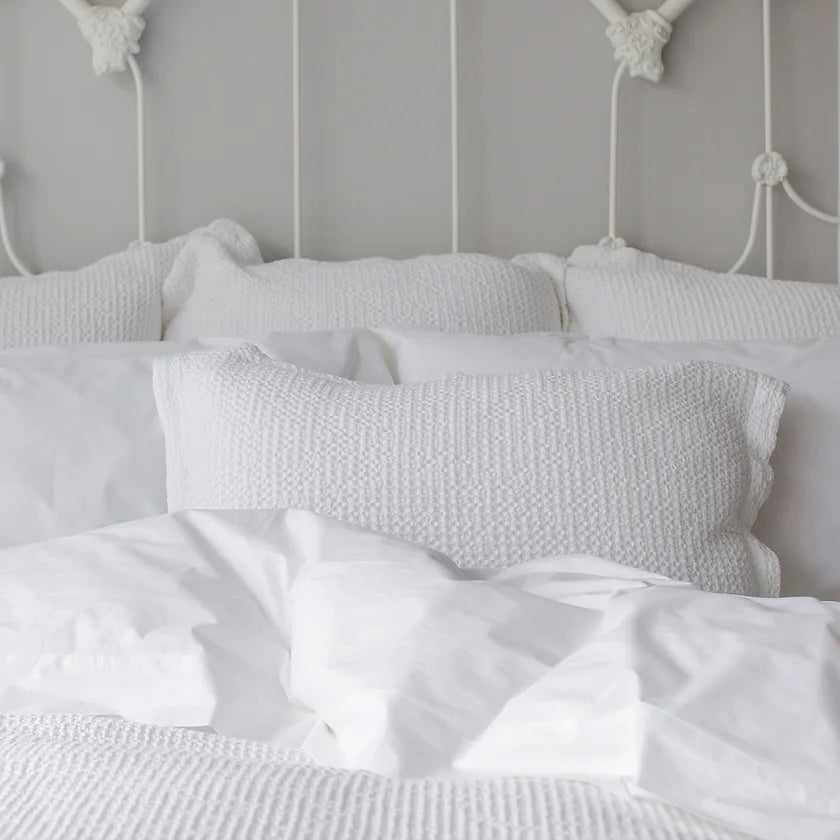 Michelle Waffle White Bedding by St Geneve Fine Linen Made for St Genève in Portugal