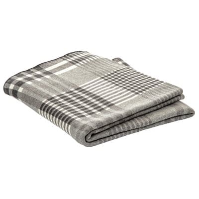Charles Grey And Cream Plaid Throw by BRUNELLI