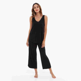 Black Bamboo Sleeveless Capri Set