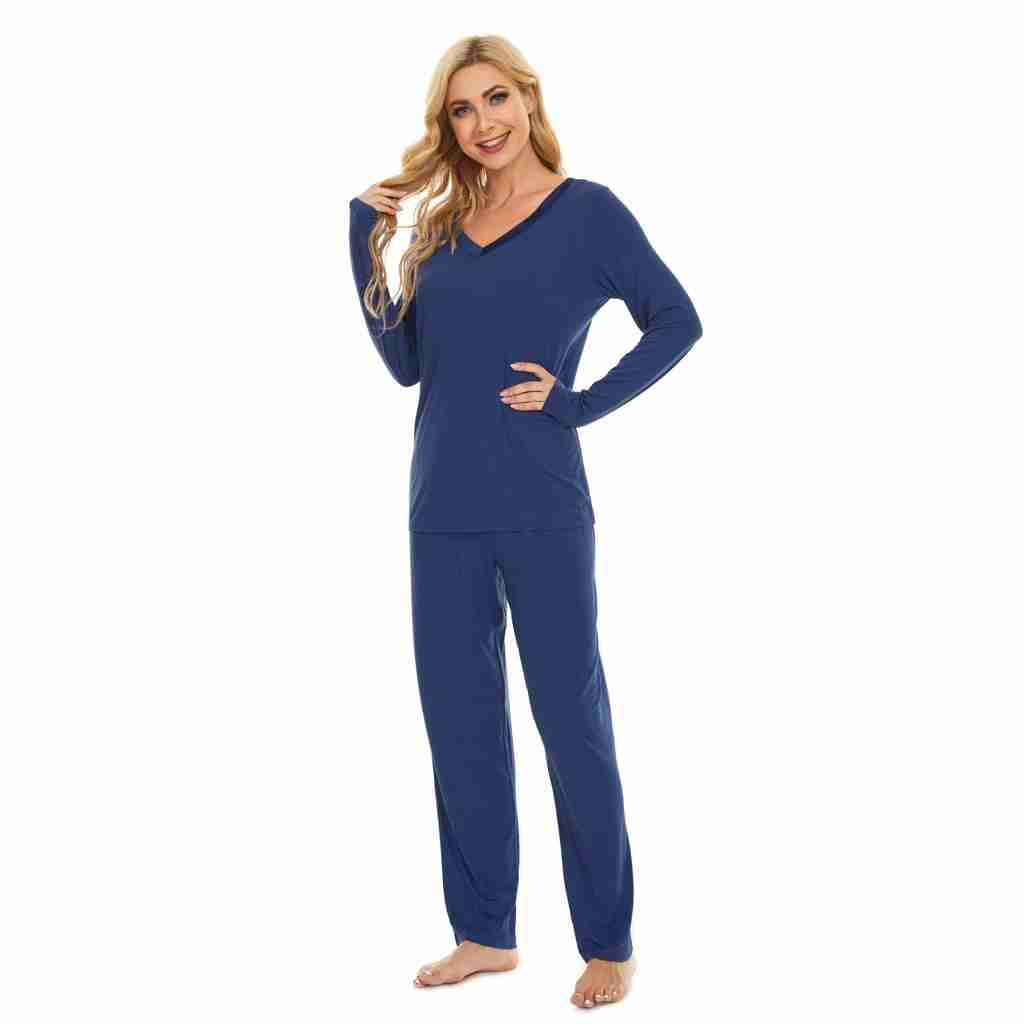 French Blue Bamboo Long Sleeve Pj's