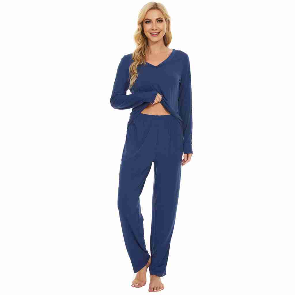 French Blue Bamboo Long Sleeve Pj's