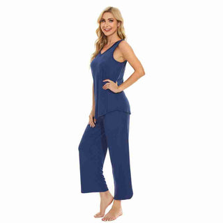 French Blue Bamboo Sleeveless Capri Set