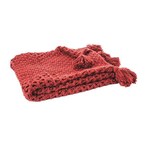 Houmous Knitted Red Throw by BRUNELLI