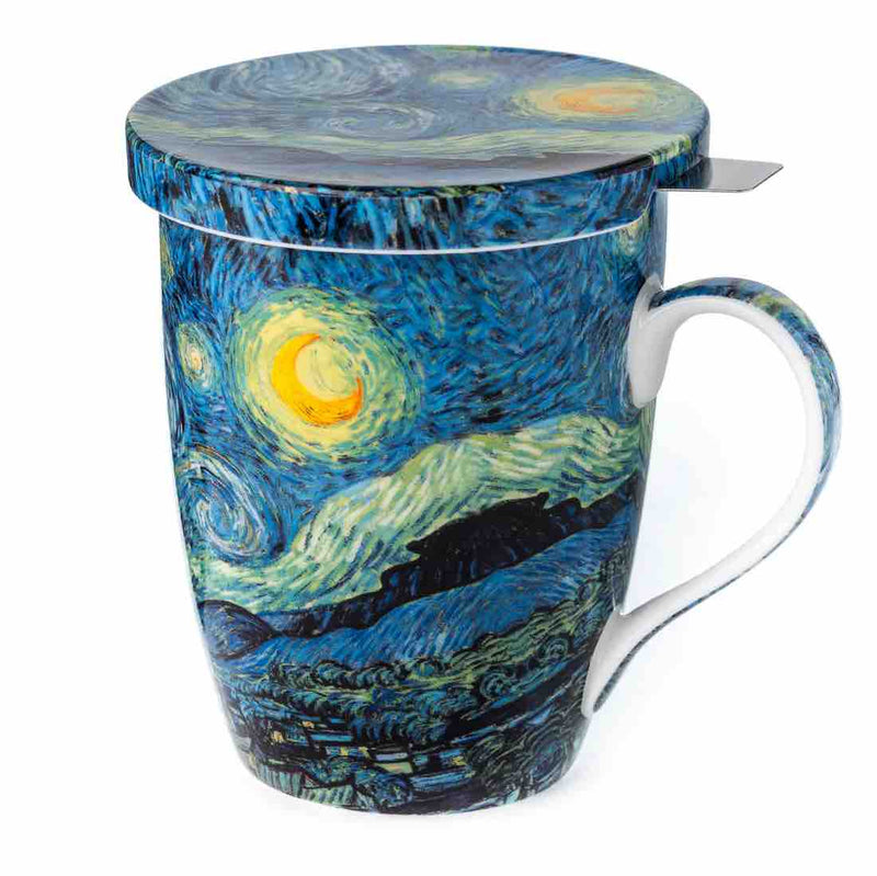 Van Gogh 'Starry Night' Tea Mug w/ Infuser & Lid