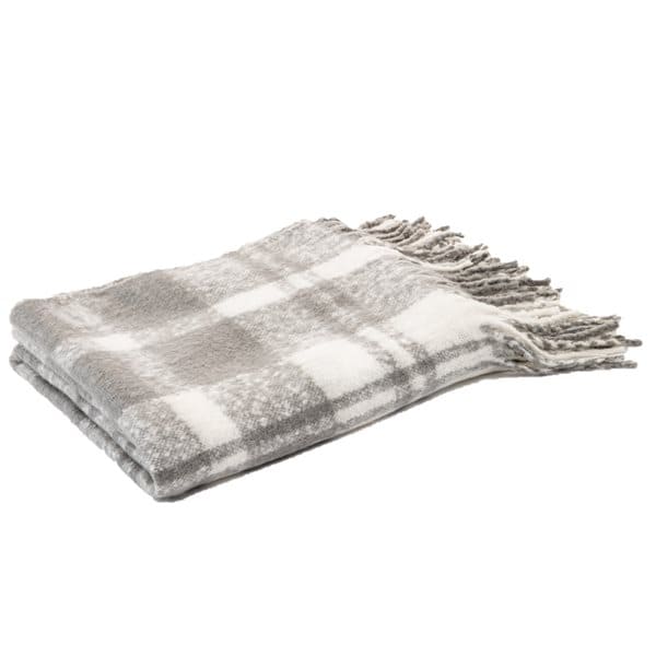Marcus Grey And White Plaid Throw by BRUNELLI