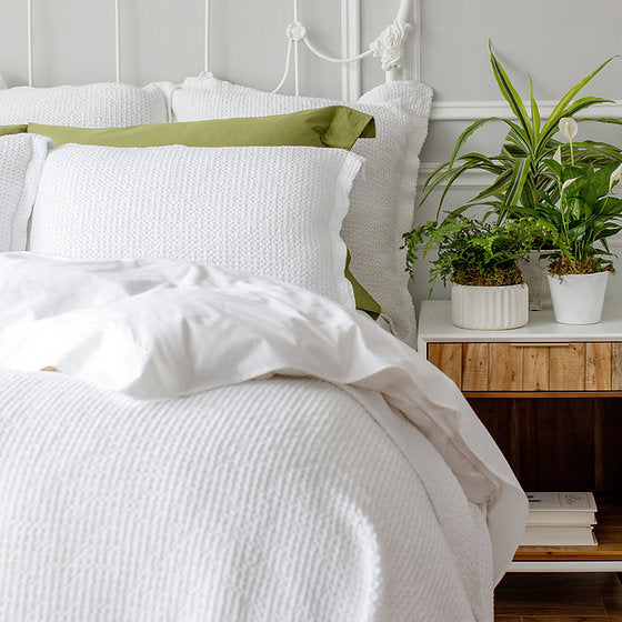 Michelle Waffle White Bedding by St Geneve Fine Linen Made for St Genève in Portugal