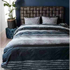 Mohair Printed Blue Striped Duvet Cover