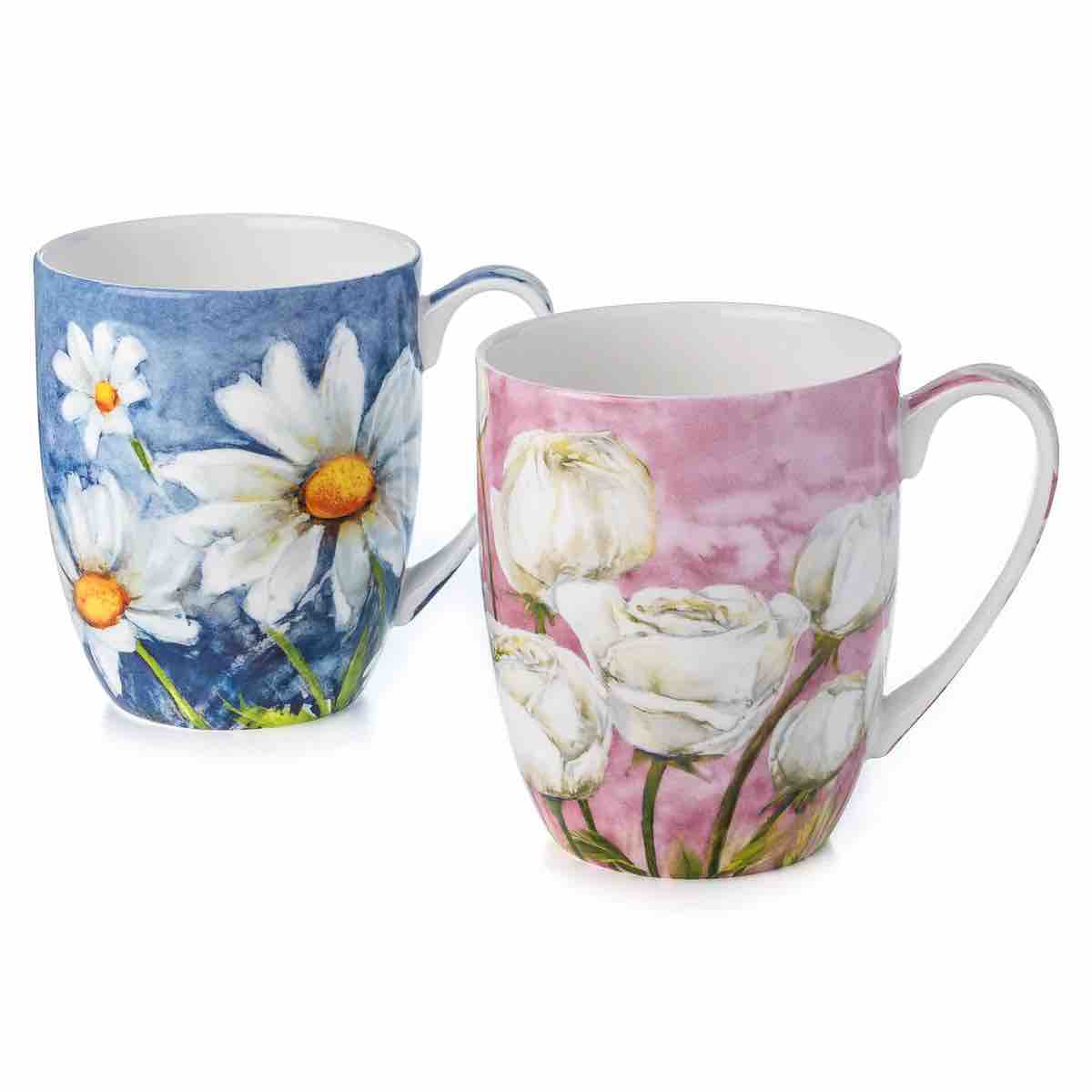 'Morning Flowers' Mug Pair