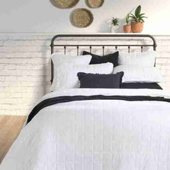 Poke White Quilted Linen Coverlet