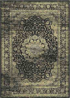 Art Silk Garland Faded Black Rug