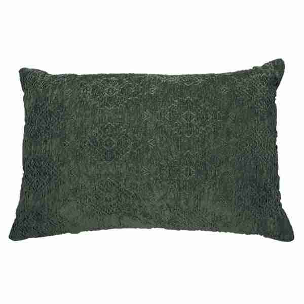 Toro Oblong Forest Green Jacquard Velvet Decorative Pillow by BRUNELLI