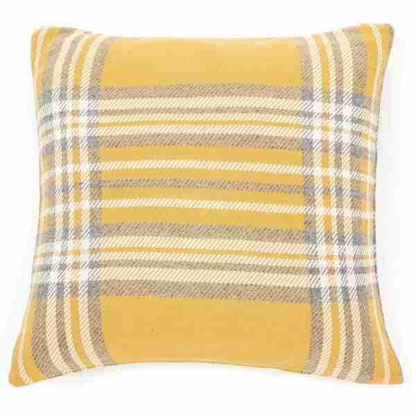 Vicky Yellow And Grey Plaid European Pillow by BRUNELLI