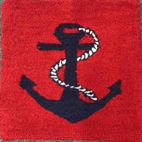 Anchor Red/Navy Needlepoint Cushion
