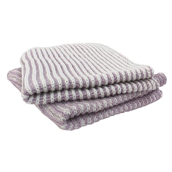 Janette Lilac Striped Knitted Dish Cloths by BRUNELLI