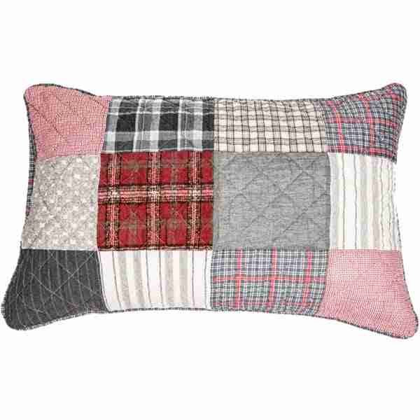 Panache Grey And Red Patchwork Sham