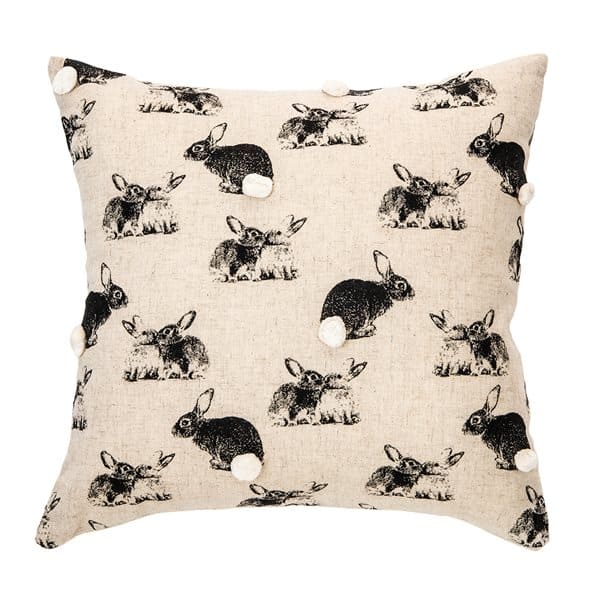 Rabbit Natural And Black Decorative Pillow by BRUNELLI