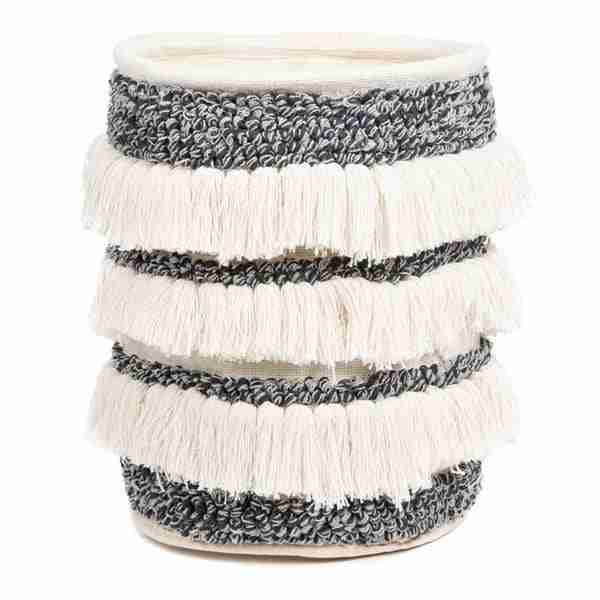 Samba Fringed Grey Knit Basket by BRUNELLI