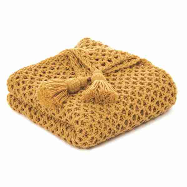 Shiva Knitted Natural Throw by BRUNELLI