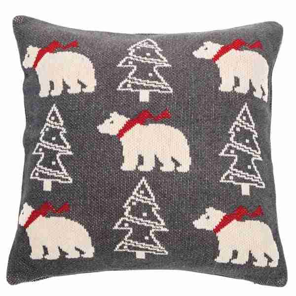 Ursus Polar Bear Charcoal Grey Decorative Pillow by BRUNELLI