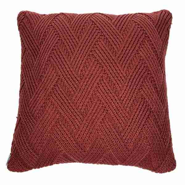 Zig Zag Knitted Terracotta European Pillow by BRUNELLI